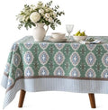 Vintage Floral Rectangle Tablecloth 60x90 Inch Sage Mosaic by LinksloveHome