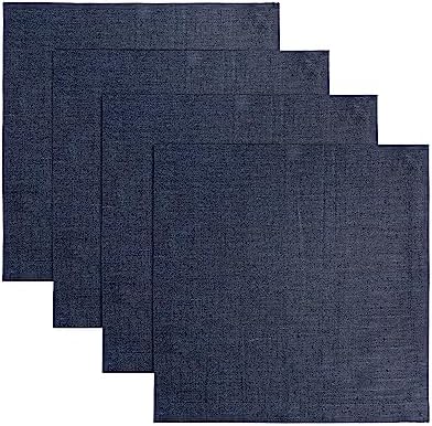 Solino Home 100% Pure Linen Placemats Navy, Athena 14 x 14 in, Set of 4 by SolinoHome