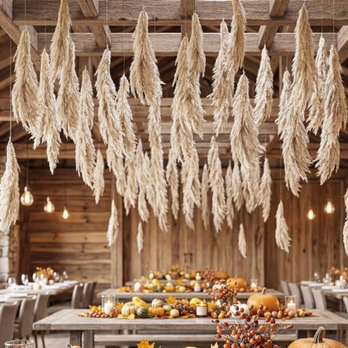 Lyrow 60 Pack Pampas Grass Garland Boho Wedding Decor Ceiling Reed Flowers - Image 5