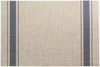 Restaurantware French Countryside 16 x 12 Inch Dining Table Placemats Set Of 6 Heat-Tolerant Kitchen Table Mats - Navy Stripe No Stain Khaki Vinyl Woven Rectangle Placemats Easy To Clean - Image 2