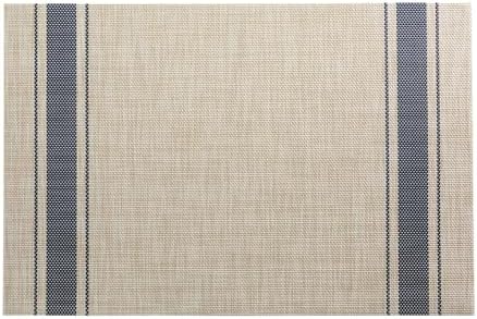 Restaurantware French Countryside 16 x 12 Inch Dining Table Placemats Set Of 6 Heat-Tolerant Kitchen Table Mats - Navy Stripe No Stain Khaki Vinyl Woven Rectangle Placemats Easy To Clean - Image 2