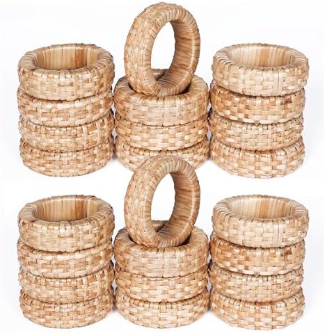Goroly Home Rattan Napkin Rings Set of 24 for Wedding Party Decoration, Napkin Holder for Table Decoration, Christmas Table Decorations, Thanksgiving Home Decor (Brown) - Image 3
