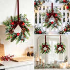 10 PCS Mini Christmas Wreaths for Cabinets 9" Christmas Kitchen Cabinet Small Wreaths with Red Ball Red Berry Pine Needles for Indoor Outdoor Farmhouse Home Wall Window Festival Wedding Decor - Image 5