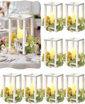 Huquary 16Pcs Wooden Wedding Lantern Centerpiece Rustic Wood Lantern, White by Huquary