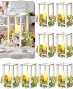 Huquary 16Pcs Wooden Wedding Lantern Centerpiece Rustic Wood Lantern, White by Huquary