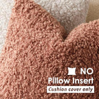 Foindtower Decorative Fuzzy Faux Fur Throw Pillow Covers 18x18 Dusty Pink - Image 3