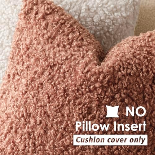 Foindtower Decorative Fuzzy Faux Fur Throw Pillow Covers 18x18 Dusty Pink - Image 3