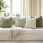 MIULEE Farmhouse Decorative Pillow Covers 18x18 Inch Set of 4 Light Green - Image 4