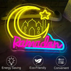 Ramadan Neon Sign Crescent Moon and Star Led Neon Light Ramadan Decoration for Home USB Powered Ramadan Lights for Party Eid Mubarak Decor Islamic Muslim Home Wall Decor Ramadan Gifts for Friends Family - Image 5