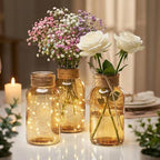 12Pack Mason Jars for Centerpiece Glass Flower Bud Vase Gold Vases - Image 4