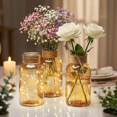 12Pack Mason Jars for Centerpiece Glass Flower Bud Vase Gold Vases - Image 4