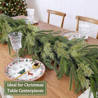 Extra Thick&Lush - 6Ft by 12 Inch Artificial Garland Norfolk Pine Garland, Real Touch Cedar Garland, Realistic Soft 120 Branch Tips Pine&Cedar Faux Greenery Cypress Garlands for Mantle Outdoor Indoor - Image 5