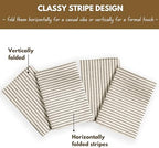 Native Fab Cloth Napkins 18x18 inches, 100% Cotton Vintage Stripped Dinner Napkins, Set of 12, Soft Breathable Absorbent, Machine Washable Cloth Napkins, Black Beige - Image 6