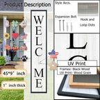 Interchangeable Welcome Sign for Front Porch Door, 45"X9" Black - Image 3