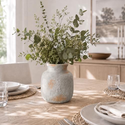 Rustic Ceramic Vase for Home Decor, 6.4 Inch Small Farmhouse Flower Vase - Image 6