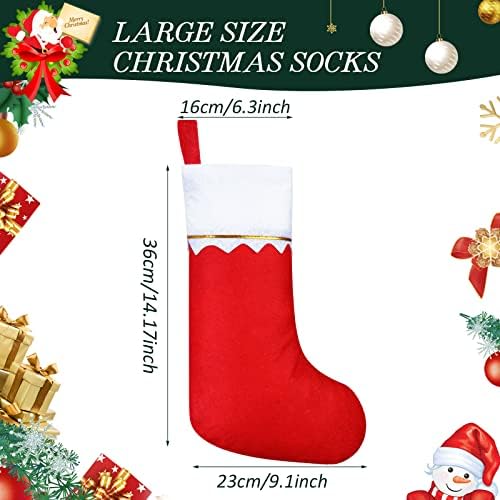 Zubebe 60 Pcs Felt Christmas Stockings Bulk, 15'',White Trim, Red - Image 2