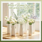 Qinyoung 8 Set White Ceramic Vases for Flowers, 8'' Small Vase, Minimalist - Image 4