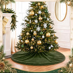 Viorawhite Moss Green Christmas Tree Skirt, 48 Inch Faux Fur Tree Skirts - Image 6