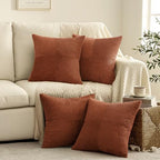 MIULEE Fall Boho Farmhouse Rust Decorative Throw Pillow Covers 20x20 Inch 4 Packs Soft Vintage Pillow Cases Modern Corduroy Patchwork Cushion Covers for Couch Sofa Bed Home Decor, Terracotta - Image 3