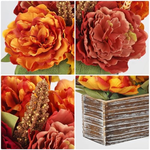 DILATATA Fall Decor Autumn Harvest Floral Centerpiece with Artificial Peony Maple Leaf and Berries Arrangement for Thanksgiving Party Mantel Fall Decor - Image 4
