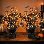 2Pack Lighted Halloween Table Tree, Halloween Pumpkin Decorations for Home - Image 2