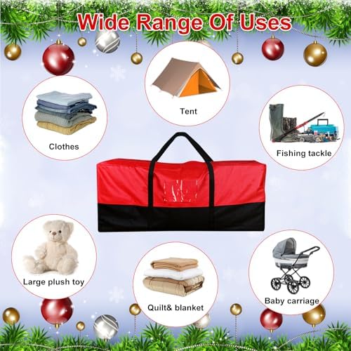 Christmas Tree Storage Bag, Fits Up 10 Ft Tall Artificial Trees, Heavy-Duty 600D Oxford Tree Bag with Reinforced Handles Zipper Clear Pocket, Storage Bags for Moving Items, Clothing, Outdoor, Bedding - Image 5