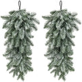 2 Pcs Extra-Long Snow Christmas Teardrop Swag, Artificial Frosted Door Swag by PurpleStar