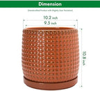 D'vine Dev Beaded Ceramic Pot with Saucer, 10 in, Pumpkin, 27-C-P-J - Image 3