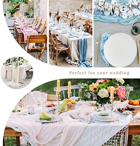 YMHPRIDE 12 Pack Cheesecloth Table Runner 35x120in Royal Blue Table Runner - Image 7