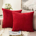 MIULEE Euro Corduroy Throw Pillow Covers Set of 2 24x24 Christmas Red by MIULEE