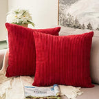 MIULEE Euro Corduroy Throw Pillow Covers Set of 2 24x24 Christmas Red by MIULEE