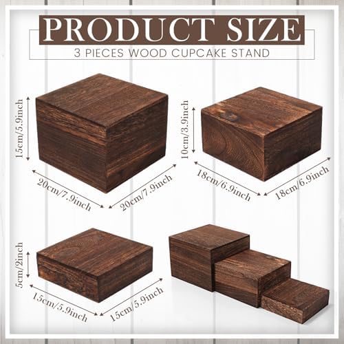 Barydat 6 Pcs Wood Display Risers Stackable Stand Box - Image 2