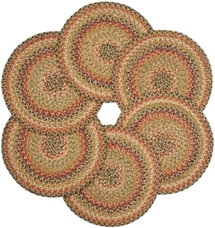 Homespice Kingston Braided Placemats for Country Decor, Round 15" Set of 6 by Homespice