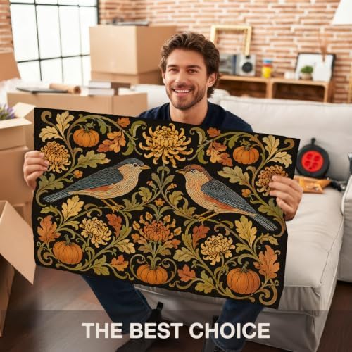 Fall Bird Pumpkin Faux Coco Coir Doormat Door Mat 17x30 Inch - Image 4