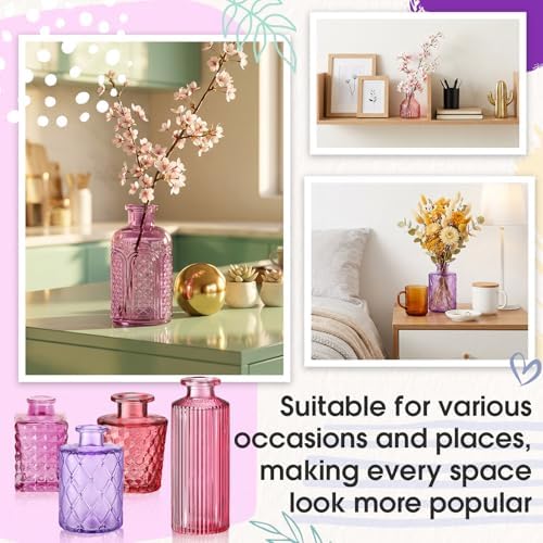 Yaomiao 30 Pcs Glass Bud Vases Centerpieces, Pink Purple Red Series - Image 5