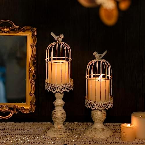 Pack of 2-Piece Birdcage Candle Holder, Vintage Candle Stick Holders, Wedding Candle Centerpieces for Tables, Iron Candlestick Holder Home Decor - Image 4