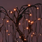 24Inch Halloween Lighted Willow Tree Bonsai Light 80 Orange LED Lights Table Top Lamp Artificial Tree Desk Decor with 4 Spiders Adapter Plug in/Battery Powered for Christmas Nativity Decoration - Image 5