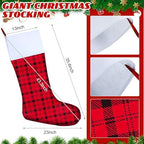 Maitys 5 Pcs Jumbo Christmas Stockings 43 Inch,Plaid Style,Red, Black - Image 2