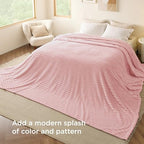 Bedsure Soft Large Fleece Blanket for Bed Coral Pink 120"x120" - Image 3