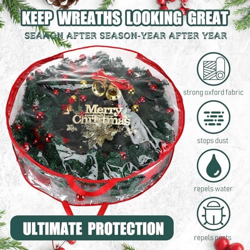 Shappy 6 Pcs 36 Inch Clear Wreath Storage Bags PVC Waterproof, red - Image 4