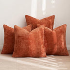 MIULEE Decorative Chenille Fall Pillow Covers Burnt Orange 16x16 Pack of 4 - Image 4