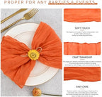 42 Packs Gauze Cheesecloth Napkins Orange 20 x 20 Inch Burnt Orange Wrinkled Dinner Napkins, Rustic Boho Soft Cloth Napkin for Wedding Party Event Dinner Table Decoration - Image 3