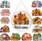 Interchangeable Door Sign 12 Inch Wood Welcome Decor 12 Magnetic Icons by Unknown