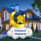 Gemscream 5.9FT Ramadan Inflatable Outdoor Decorations Moon Eid Mubarak Inflatables Blow up Muslim Holy Celebration Decor with LED Lights Muslim Islamic Blow up for Holidays Yard(Chic) by Gemscream