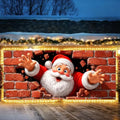Funny Santa Claus Christmas Garage Door Banner 7x16 FT, Large 2-Car Brick Wall Breaking Through Outdoor Mural Backdrop, Cool Holiday Hanging Peeking Cover Sign Decoration for House Exterior Party by THISFIND