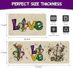 Mardi Gras Kitchen Mat Set 2 Piece,Fleur De Lis Love Decorative Kitchen Rugs Low-Profile Mats for Home Kitchen Decor 17"x48"+17"x30" - Image 3