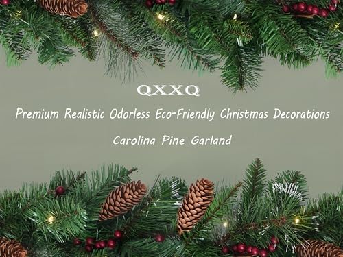9 Feet Christmas Garland - Christmas Decorations - Carolina Pine Garland for Table, Fireplace, Mantle, Wall, Indoor Outdoor - Green Garland for Christmas Decorations - Free LED String Lights - Image 4