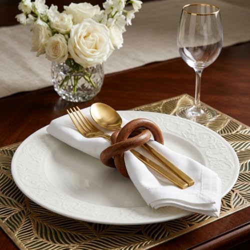 Lightnpro Natural Wooden Decorative Napkin Rings Set of 8, Serviette Napkin Rings Bulk for Party Decoration, Table Top Décor for Dinning Table, Everyday, Christmas, Easter Family Gatherings - Image 2