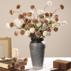 DuHouse 9pcs Artificial Flowers Faux Silk Pompon Mum, Mixed Color Silk Small Mini Chrysanthemum Ball with Stems for Home Table Kitchen Decor DIY Wedding Bouquets Centerpieces - Image 4