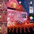 Smart Christmas Tree Lights with Star Topper, 394LED APP Control Music Sync Color Changing RGB Christmas String Lights, Cascading Twinkle Lights for Indoor Outdoor Xmas Tree Decorations by AMIPEPE